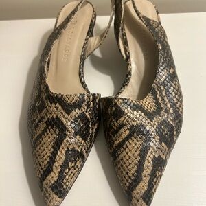 Freda Salvador Black and Tan Snake Print Flats